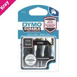 D1 Dur Wht on Blk 12mm x 3m