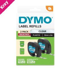 Dymo LetraTag PlasTape Clr Pk2
