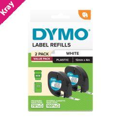 Dymo LetraTag PlasTape Wht Pk2